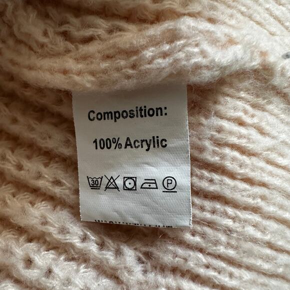 Romwe Women’s Balloon Sleeve Chunky Knit Button Cardigan Peach Small 4 Cottage - Picture 9 of 12